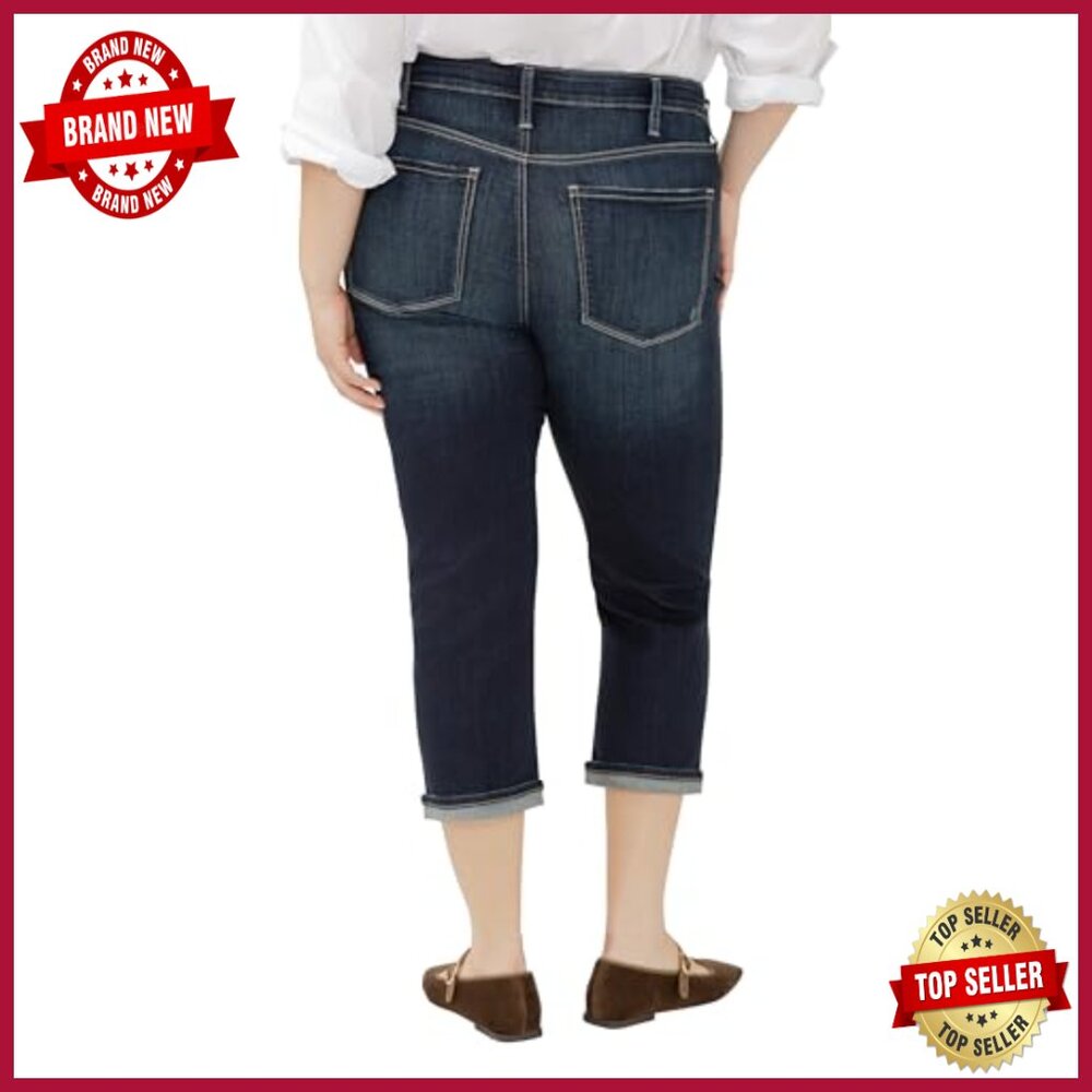 Plus Size High Rise Curvy Fit Capri Jeans Stretch Denim - Picture 3 of 6